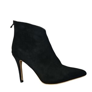 Faux Suede Black Ankle Booties Boots with Zipper Stiletto Heel Sz‎ 7